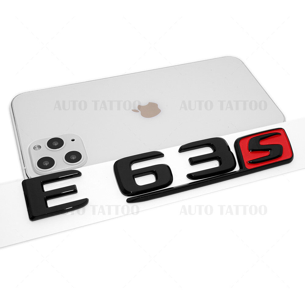 17-20 E63 S AMG Letter Emblem 3D Trunk Logo Nameplate Badge Decorate Black Red