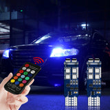 1 Set 168 194 T10 Car Parking Lights RGB LED Bulbs w/RF Remote Control Universal
