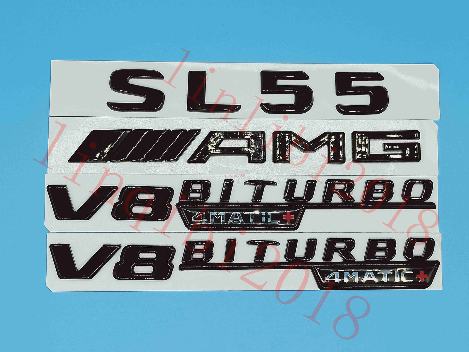 Gloss Black Flat SL55 AMG V8 BITURBO Trunk Embl Badge Sticker for Mercedes Benz