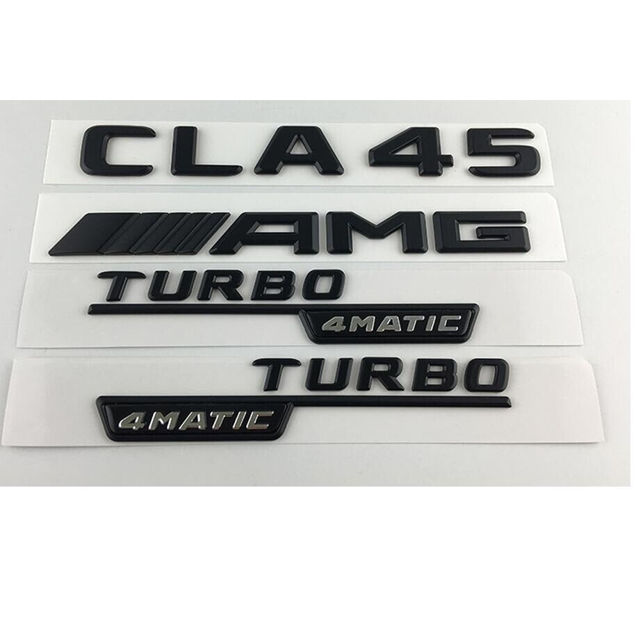 Black CLA45 AMG TURBO 4MATIC Trunk Emblems Badges for Mercedes Benz C117 X117