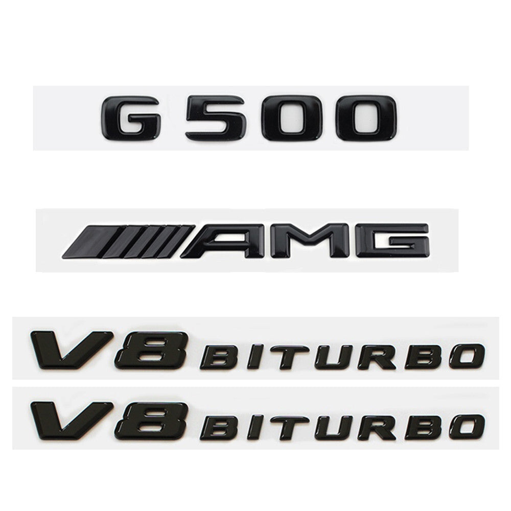 4pcs G500 AMG V8 BITURBO Gloss Black Badge Emblem for Mercedes Benz W463 W464