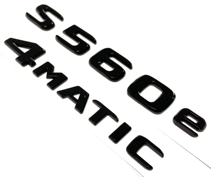 S560e+4MATIC BLACK FOR MERCEDES REAR TRUNK EMBLEM BADGE NAMEPLATE DECAL NUMBER