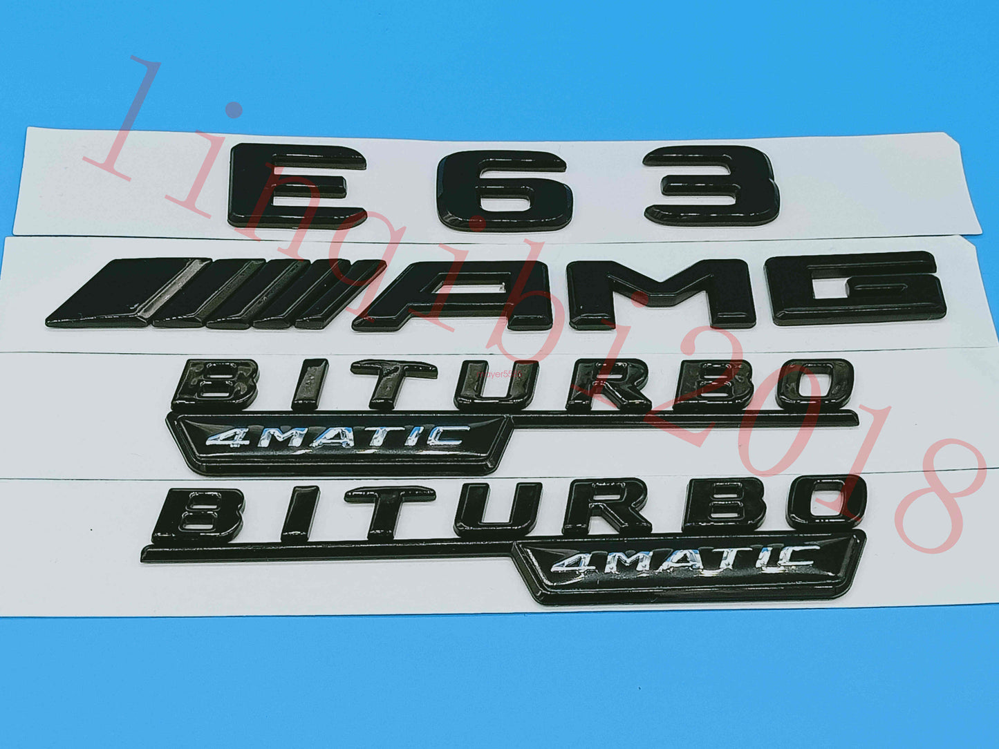 Flat Gloss Black E63 AMG BITURBO Trunk Embl Badge Sticker for 2017 Mercedes Benz