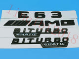 Flat Gloss Black E63 AMG BITURBO Trunk Embl Badge Sticker for 2017 Mercedes Benz