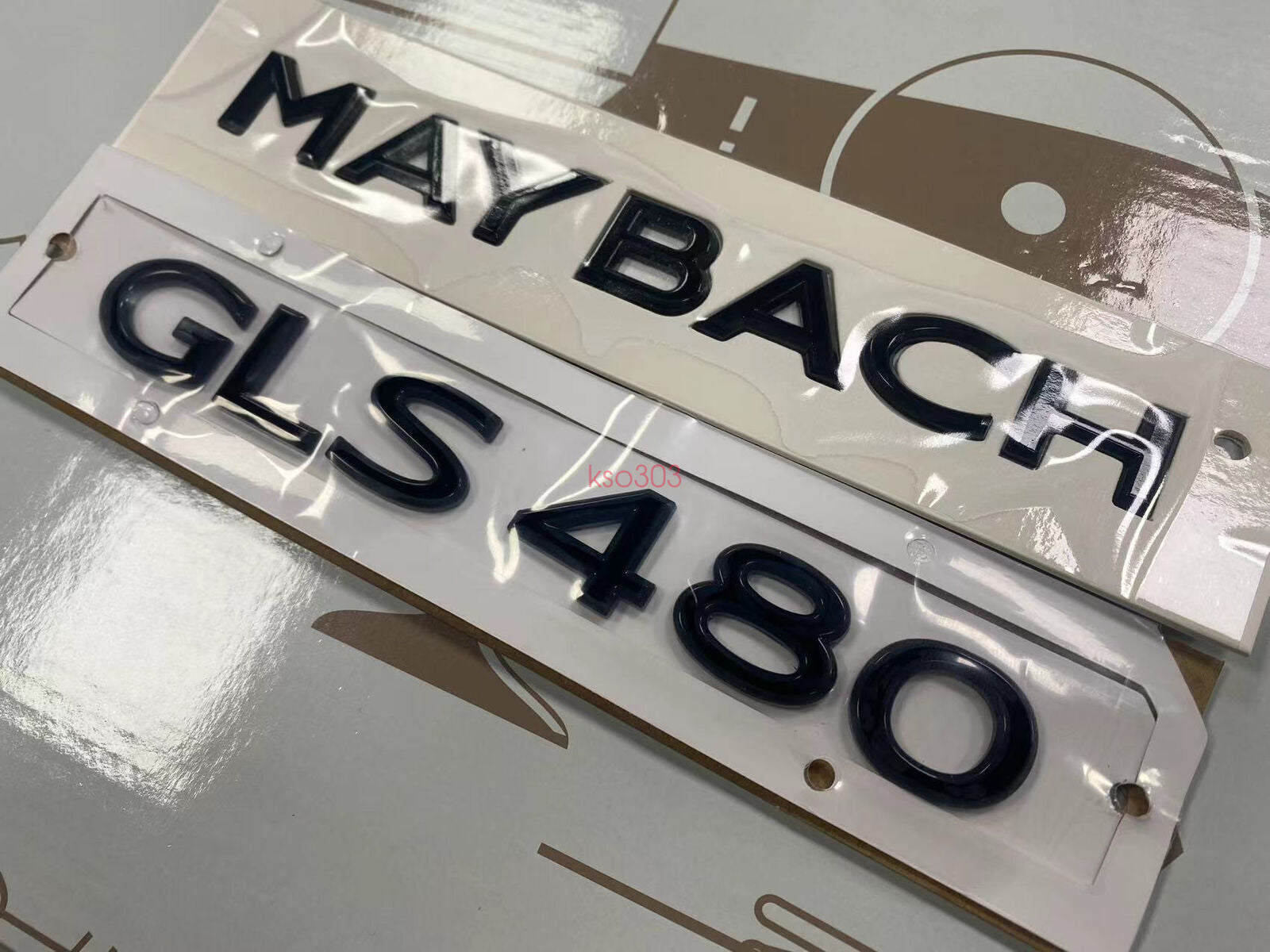 Gloss Black GLS480 Number Trunk Letters Badge Emblems Sticker For Maybach