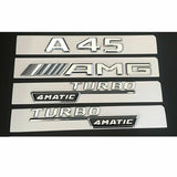 Chrome Trunk Fender Emblems Badges for Mercedes Benz W176 A45 AMG TURBO 4MATIC