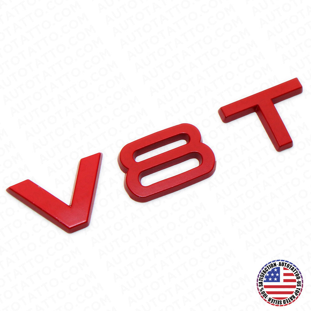 Audi Red V8T Side Fender Marker Letter Badge Emblem Badge Logo Sport Limited