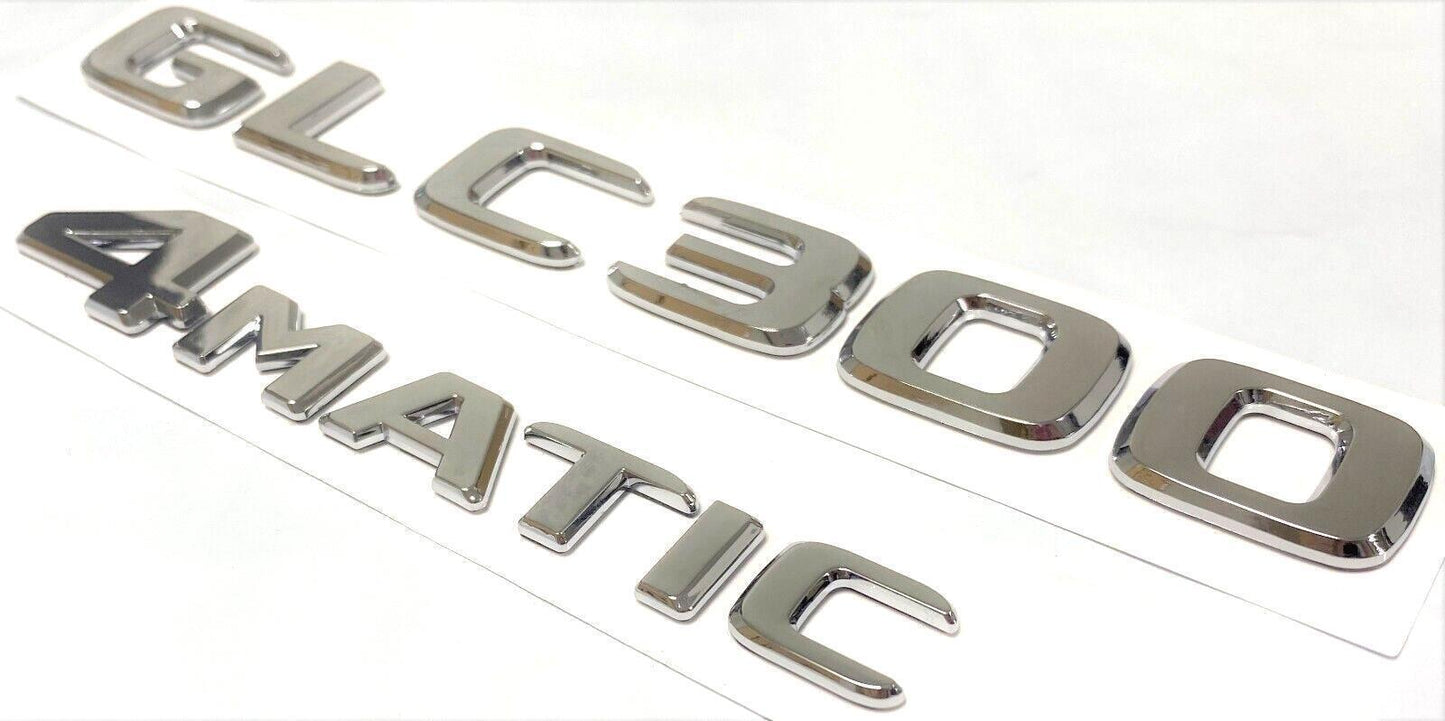 GLC300 + 4MATIC Chrome Rear Trunk Emblem Badge Nameplate Decal Number Sticker
