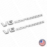 2x Mercedes 02-04 OEM Chrome V6 Kompressor Sport Side Fender Marker Emblem Badge