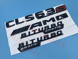 Gloss Black "CLS63s AMG BITURBO 4 MATIC" Number Emblem Sticker for Mercedes-Benz