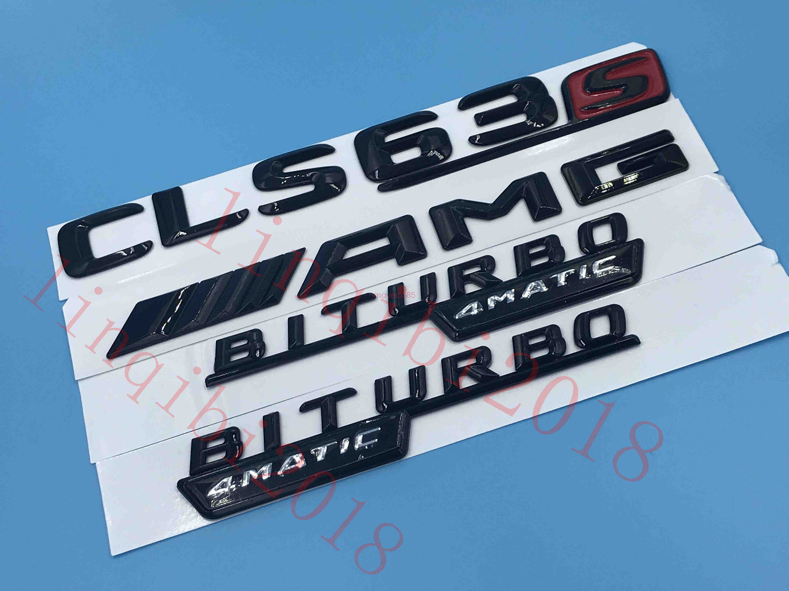 Gloss Black "CLS63s AMG BITURBO 4 MATIC" Number Emblem Sticker for Mercedes-Benz
