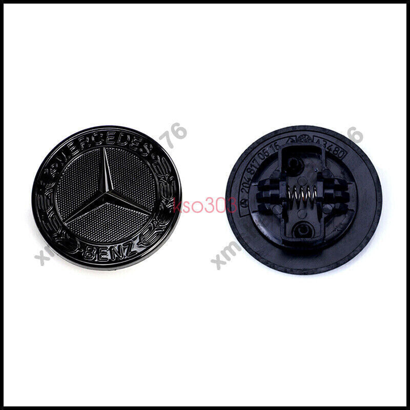 57mm Glossy Black Flat Hood Ornament Badge Emblem For C-class W205