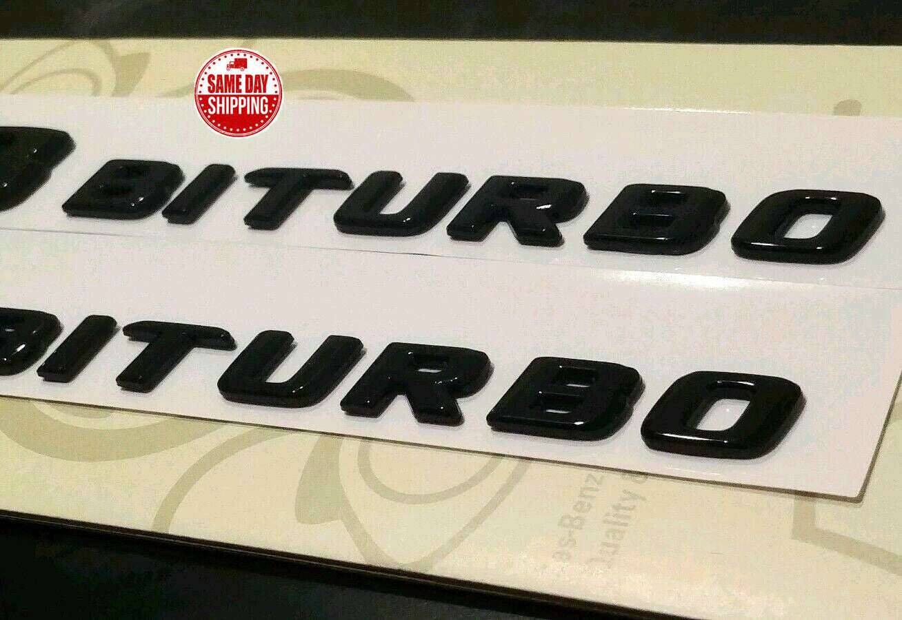 2Pcs Gloss Black V8 Biturbo AMG Side Decal Badge Sticker For AMG GT GTS GTC GTR