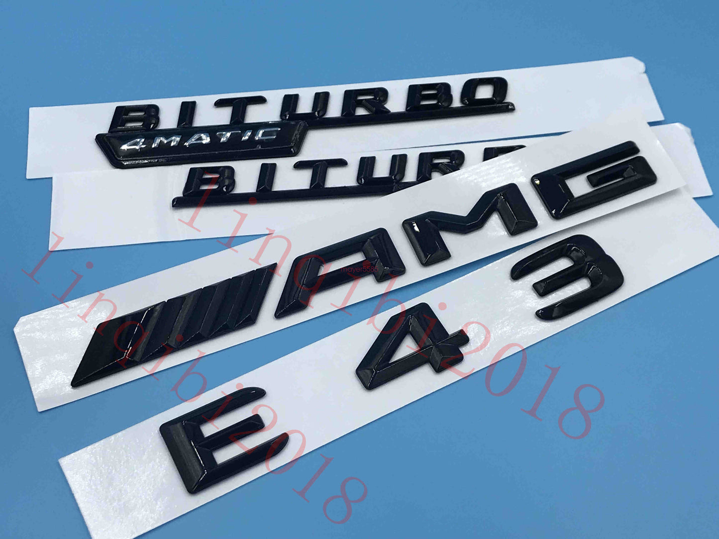 Gloss Black 3D "E43 AMG BITURBO 4 MATIC" Number Emblem Sticker for Mercedes-Benz