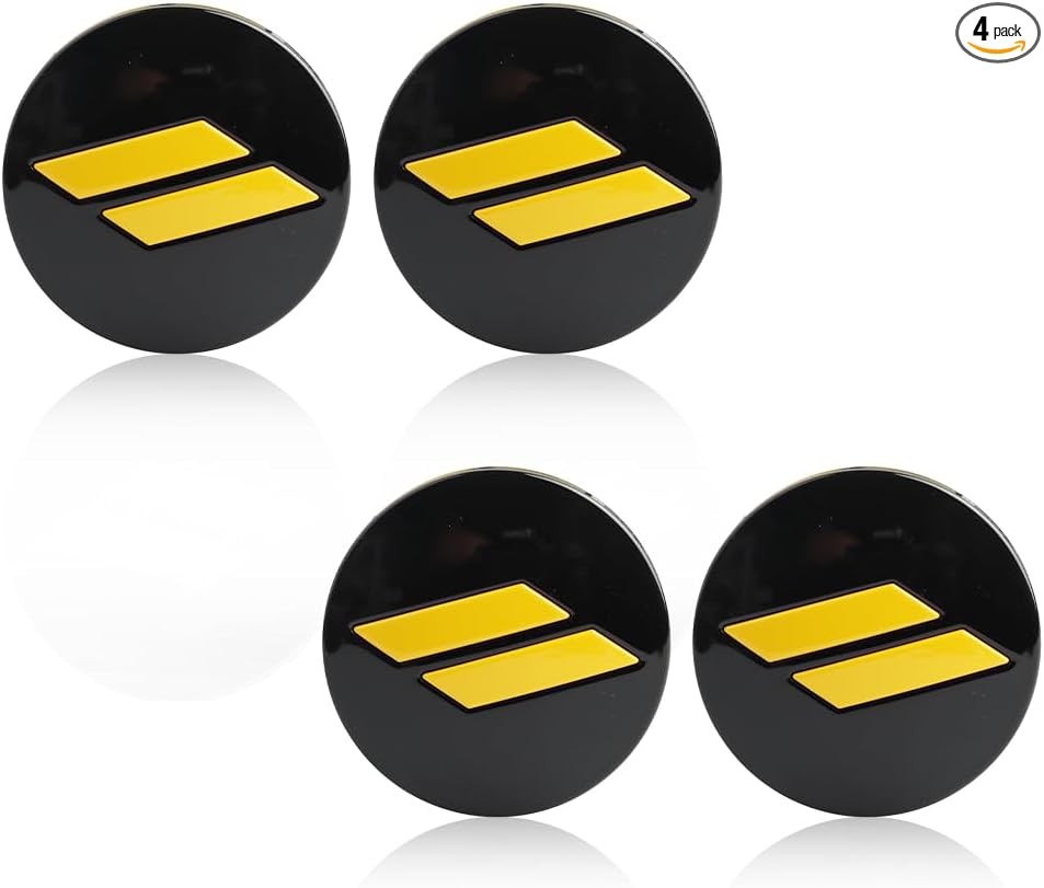 4pcs Wheel Center Cap 63mm/2.5 inches Slash Covers Hub - Yellow Slash Cap