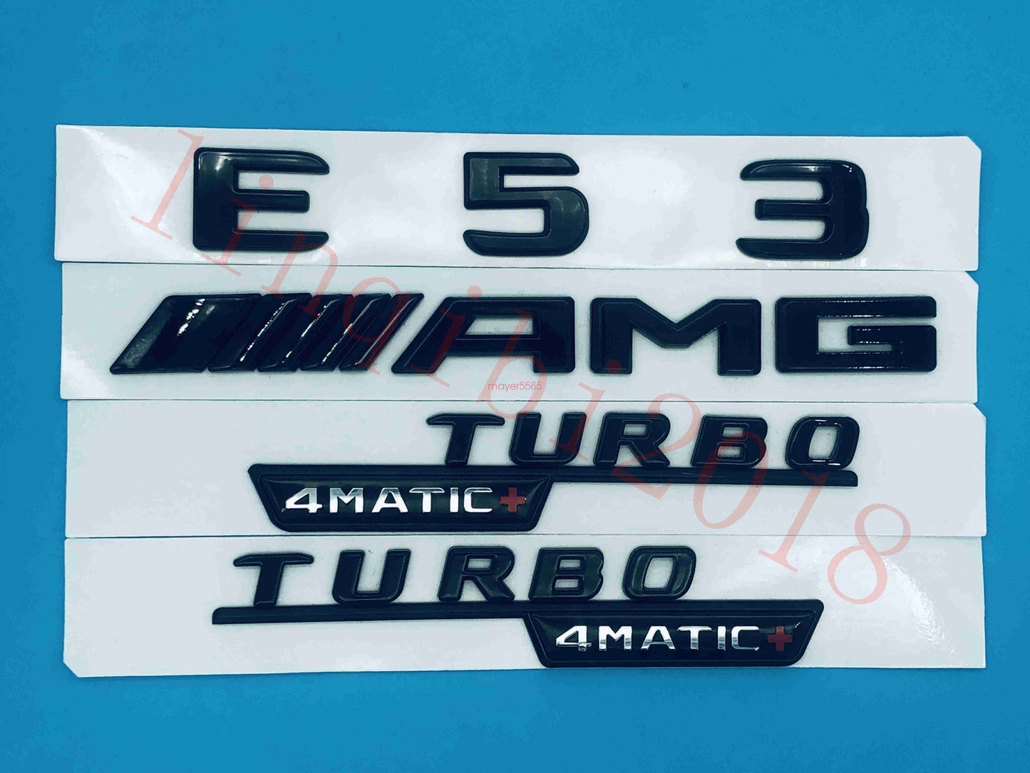 Gloss black E53 AMG TURBO 4 MATIC Trunk Emblem Badge Sticker for Mercedes Benz