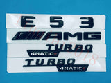 Gloss black E53 AMG TURBO 4 MATIC Trunk Emblem Badge Sticker for Mercedes Benz