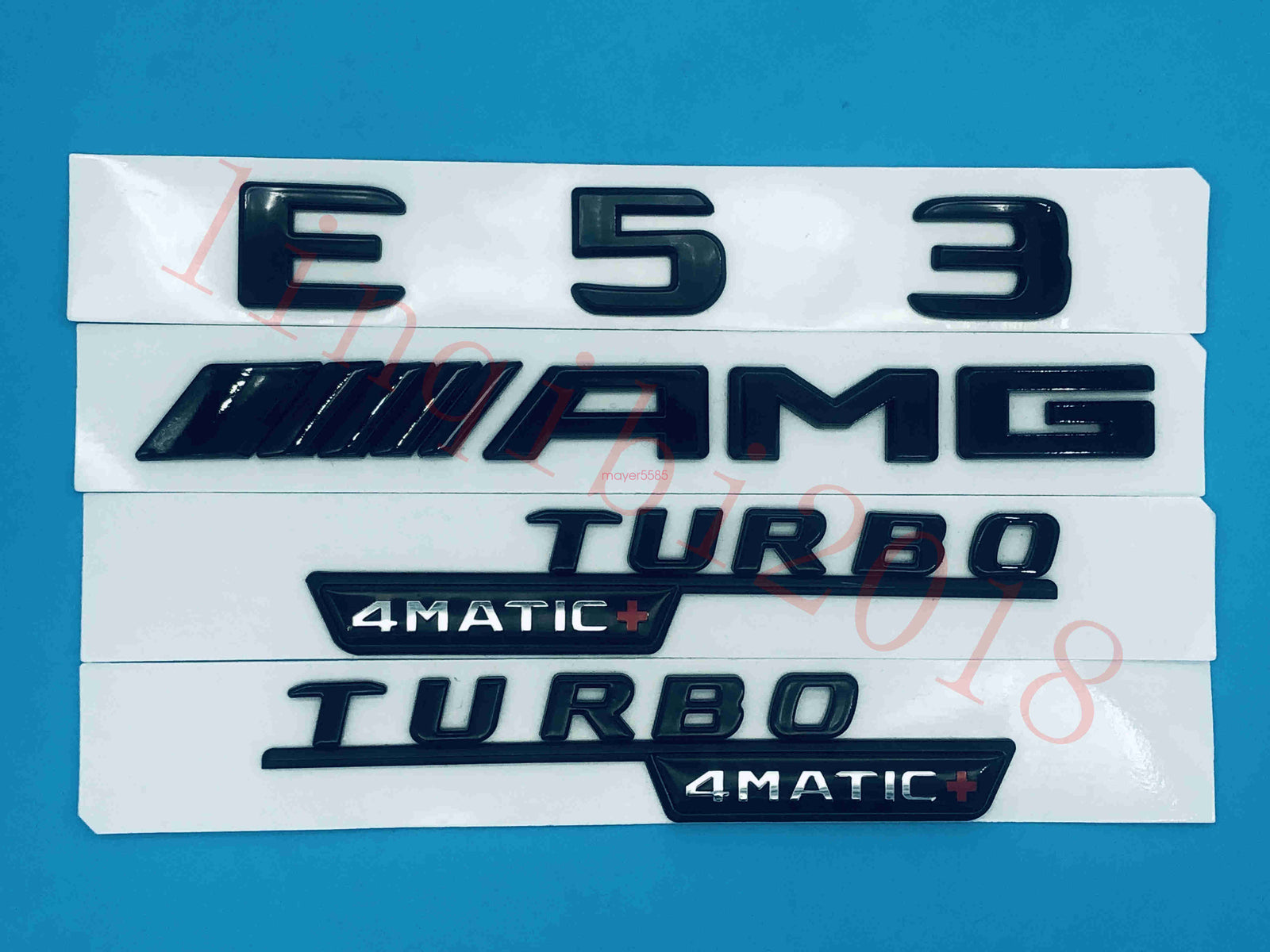 Gloss black E53 AMG TURBO 4 MATIC Trunk Emblem Badge Sticker for Mercedes Benz