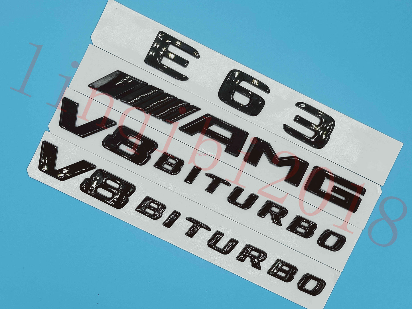 Gloss Black Flat E63 +AMG+ V8 BITURBO Trunk Embl Badge Sticker for Mercedes Benz
