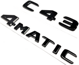 BLACK C43 +4MATIC FOR MERCEDES REAR TRUNK EMBLEM BADGE NAMEPLATE DECAL LETTER