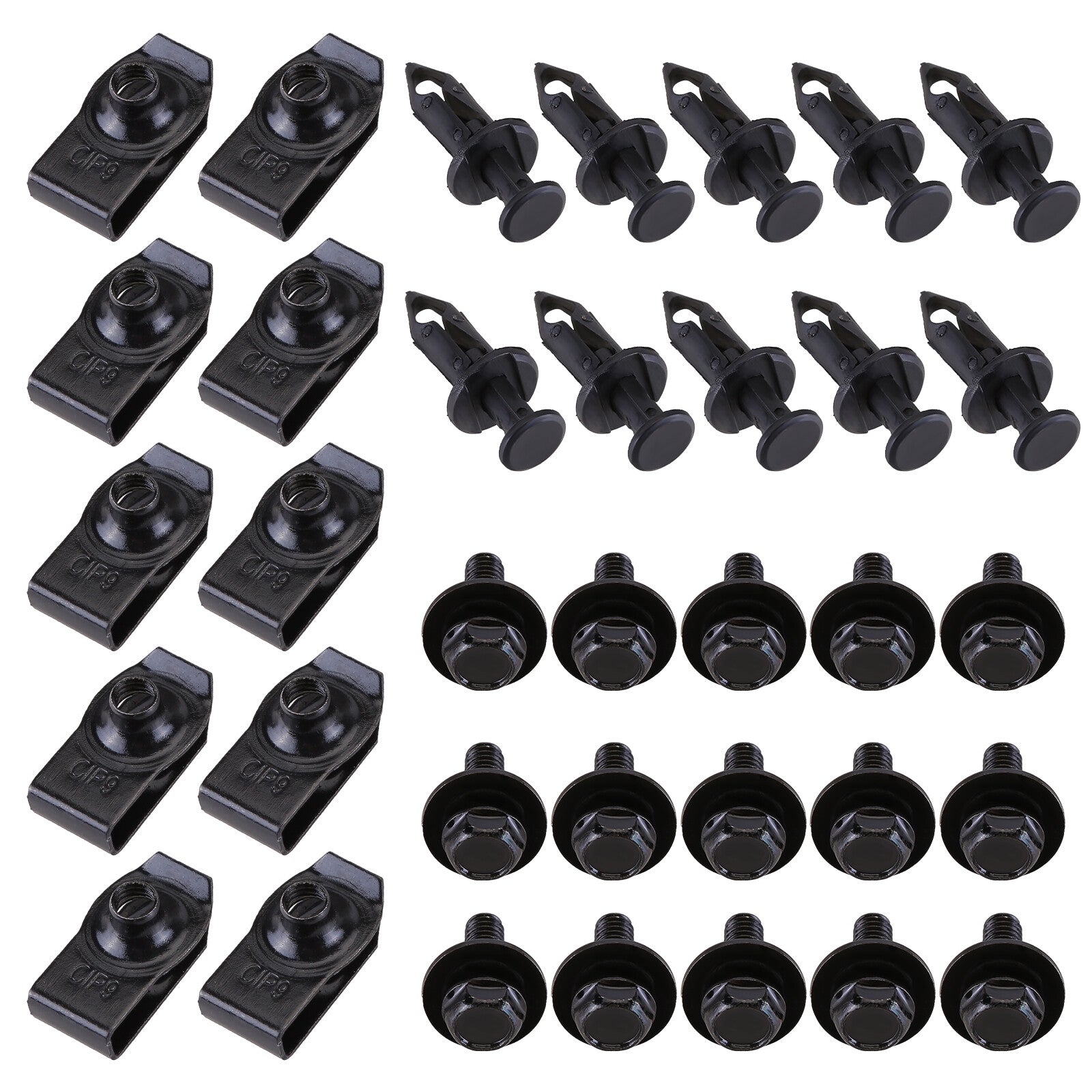 Nissan 35 Pcs Body Bolts & U-nut Clips- M6 Engine Under Cover Splash Shield
