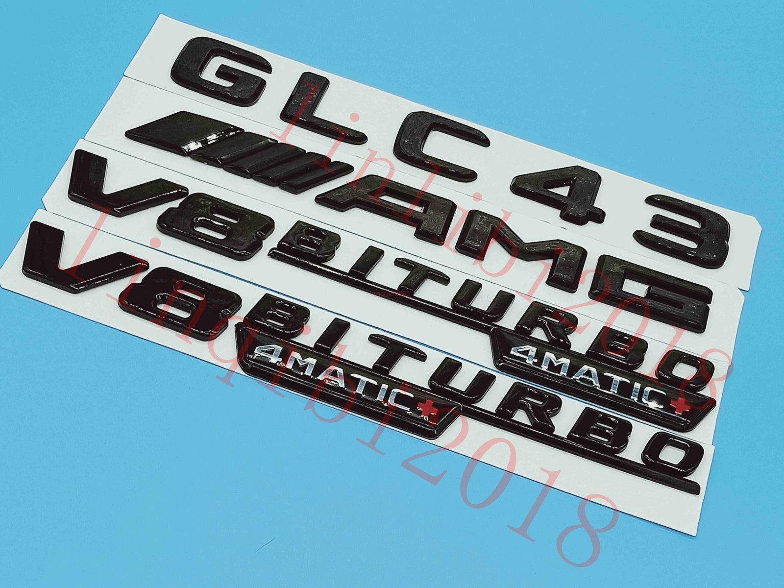 Gloss Black Flat GLC43 AMG V8 BITURBO Trunk Embl Badge Sticker for Mercedes Benz