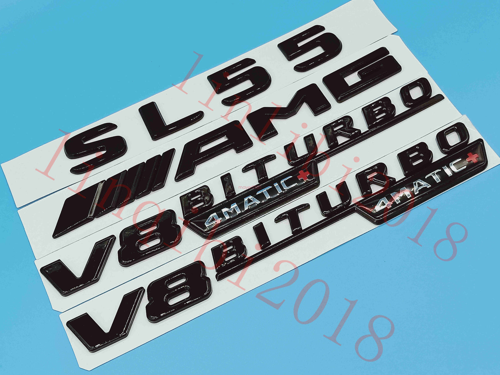 Gloss Black Flat SL55 AMG V8 BITURBO Trunk Embl Badge Sticker for Mercedes Benz