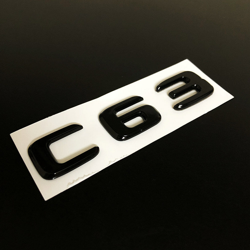 1Pcs C63 Chrome Decals Badge Car Rear Trunk Lid Sticker Emblem For Mercedes-Benz