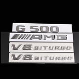 4PCS Chrome G500 AMG V8 BITURBO Emblem Badge Sticker For Mercedes-Benz G500
