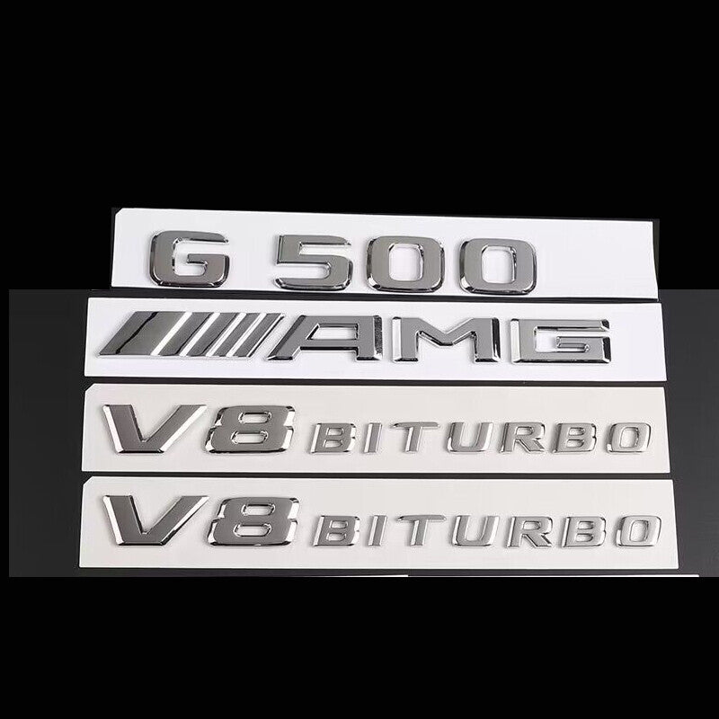 4PCS Chrome G500 AMG V8 BITURBO Emblem Badge Sticker For Mercedes-Benz G500