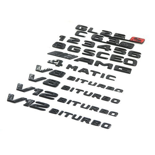Gloss Black C63 AMG V8 BITURBO Rear Trunk Emblem Badge Set For Benz W205 C63 AMG