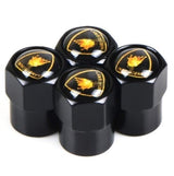 Compatible with Lamborghini 4Pcs Tire Valve Stem Caps Black Anodized Aluminum
