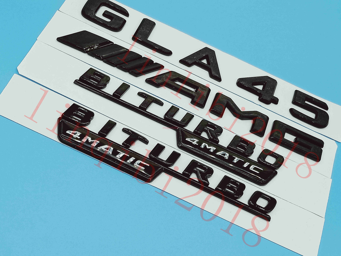 Flat Gloss Black "GLA45 AMG BITURBO" Emblem Badge Sticker for Mercedes Benz GLA