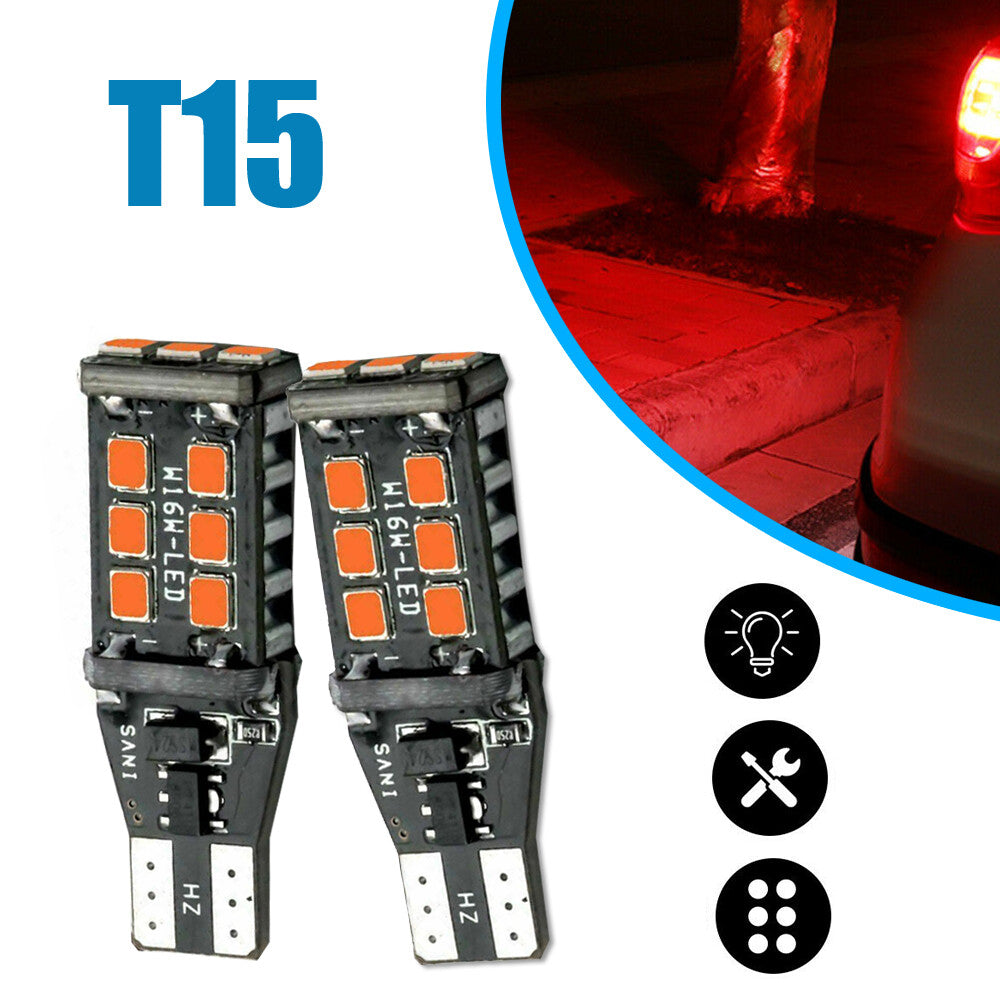 2x Red T15 912 921 Car LED High Mount Stop 3RD Brake Light Bulbs