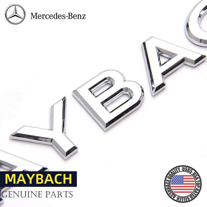 Mercedes Rear Trunk Hatch Sticker Badge Bright Silver Maybach Letter Emblem