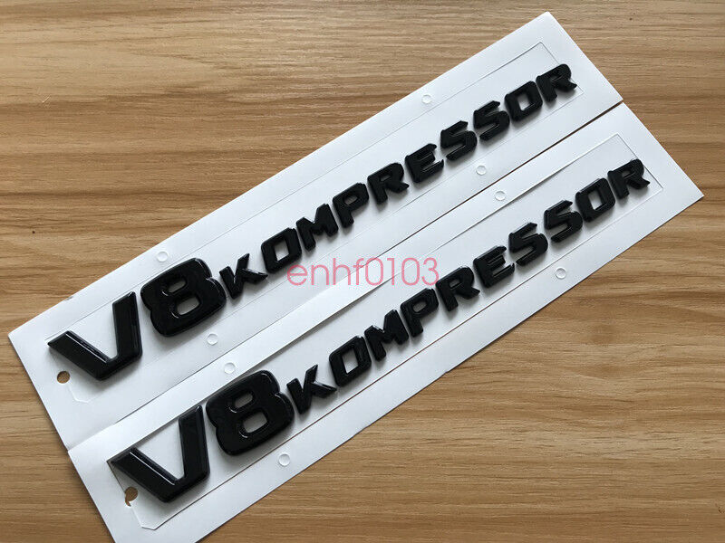 Glossy Black V8 KOMPRESSOR Car Sticker perform Badge Fender Side Grill For Benz