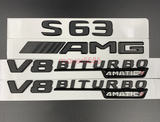 Matte black S63 AMG V8 BITURBO 4 MATIC Trunk Emblem Badge Sticker For Mercedes