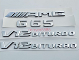 Chrome " G65 AMG V12 BITURBO" Letters Trunk Embl Badge Sticker for Mercedes Benz