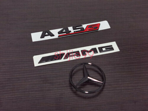 Gloss Black A45 A45S AMG and Rear Star replacement PACKAGE Badge W177 A Class