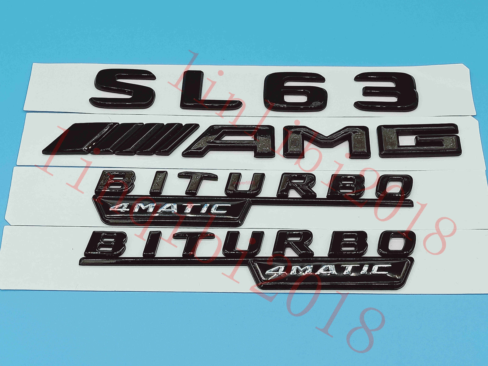 Gloss Black Flat " SL63 AMG BITURBO " Trunk Embl Badge Sticker for Mercedes Benz
