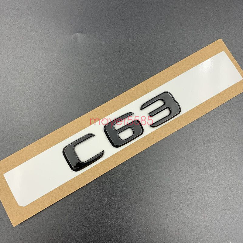 Glossy Black C63 AMG V8 BITURBO Trunk Emblem Badge Sticker For Mercedes Benz C63