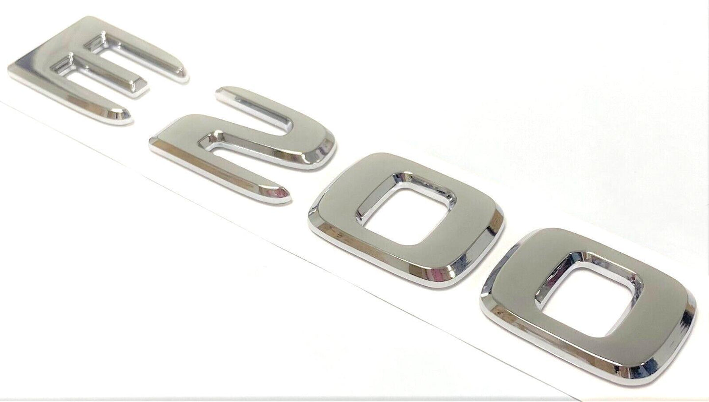 E200 Chrome Rear Trunk Emblem Badge Nameplate Decal Letter Number Sticker ABS