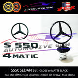S550 4MATIC Rear Star Emblem Black Badge Logo Hood Ornament W221 Sedan