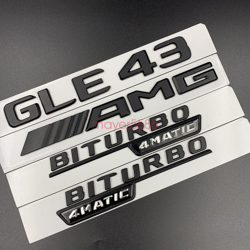 Matte black GLE43 AMG BITURBO 4MATIC Trunk Emblem Badge Sticker For Mercedes