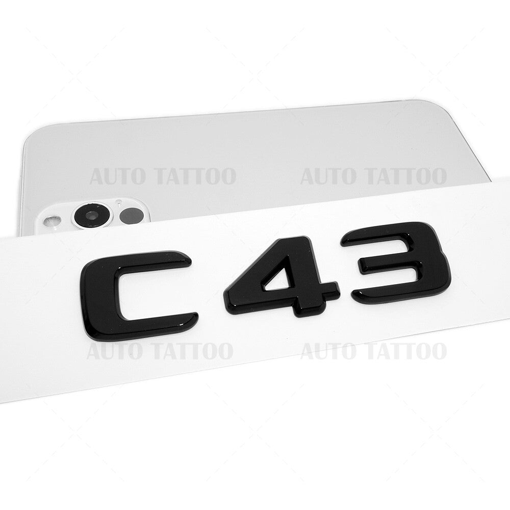 17-20 C43 Emblem Trunk Lid Letter Logo Nameplate Badge Decorate AMG Gloss Black