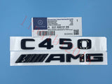 Gloss Black "C450 + AMG" Letters Trunk Embl Badge Sticker for Mercedes Benz C450