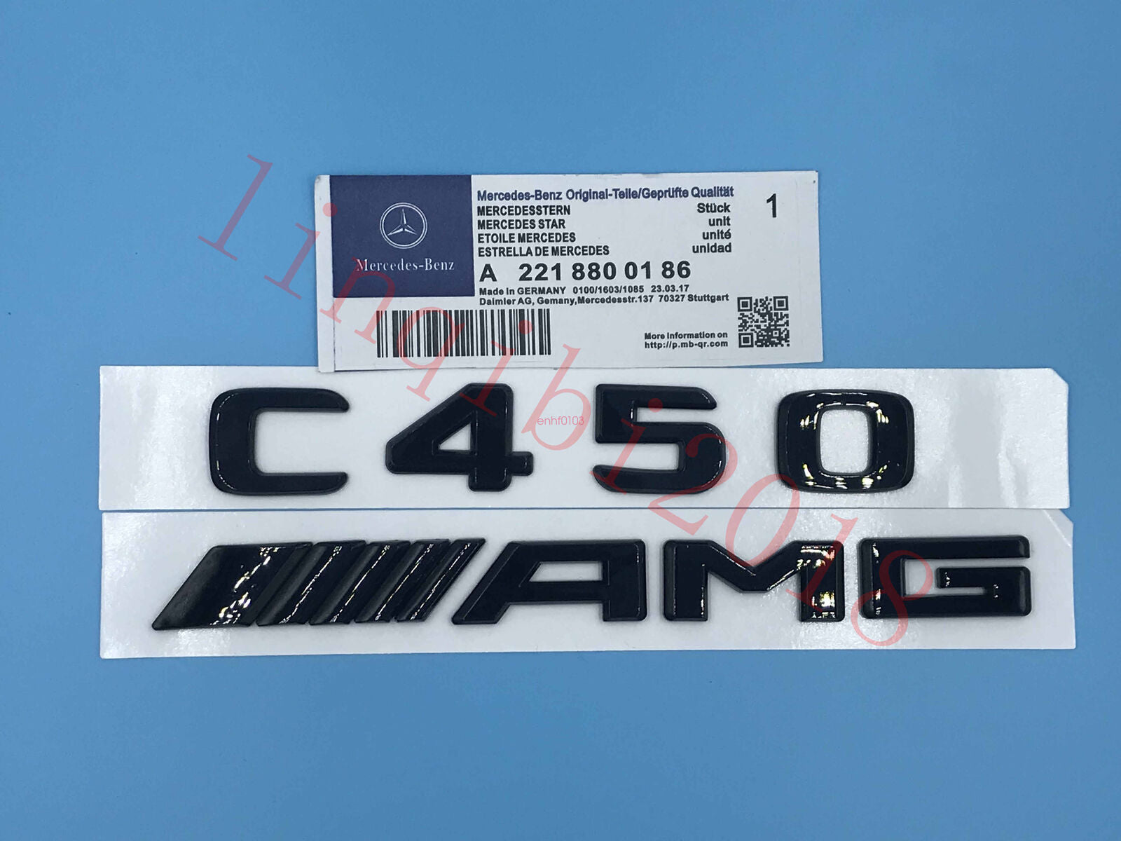 Gloss Black "C450 + AMG" Letters Trunk Embl Badge Sticker for Mercedes Benz C450