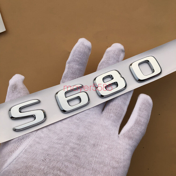 Chrome ABS " S680 + MAYBACH + V12 "  Emblem Auto Front Badge for Mercedes-Benz S
