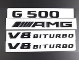 Gloss Black For Mercedes Benz G500 AMG V8 BITURBO Emblem Badge Sticker Set