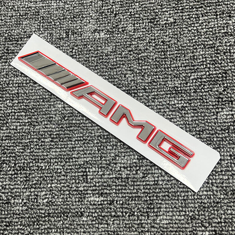 Chrome Red AMG Emblem Badge Rear Trunk Decal For Benz A B C E S CL SL ML SLK CLK